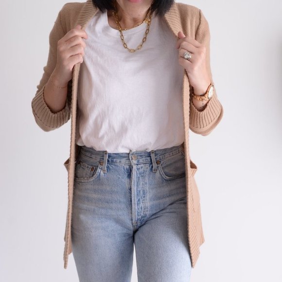 Streetwear Society Tan Open Face Long Sleeve Cardigan Size Small - Picture 3 of 14